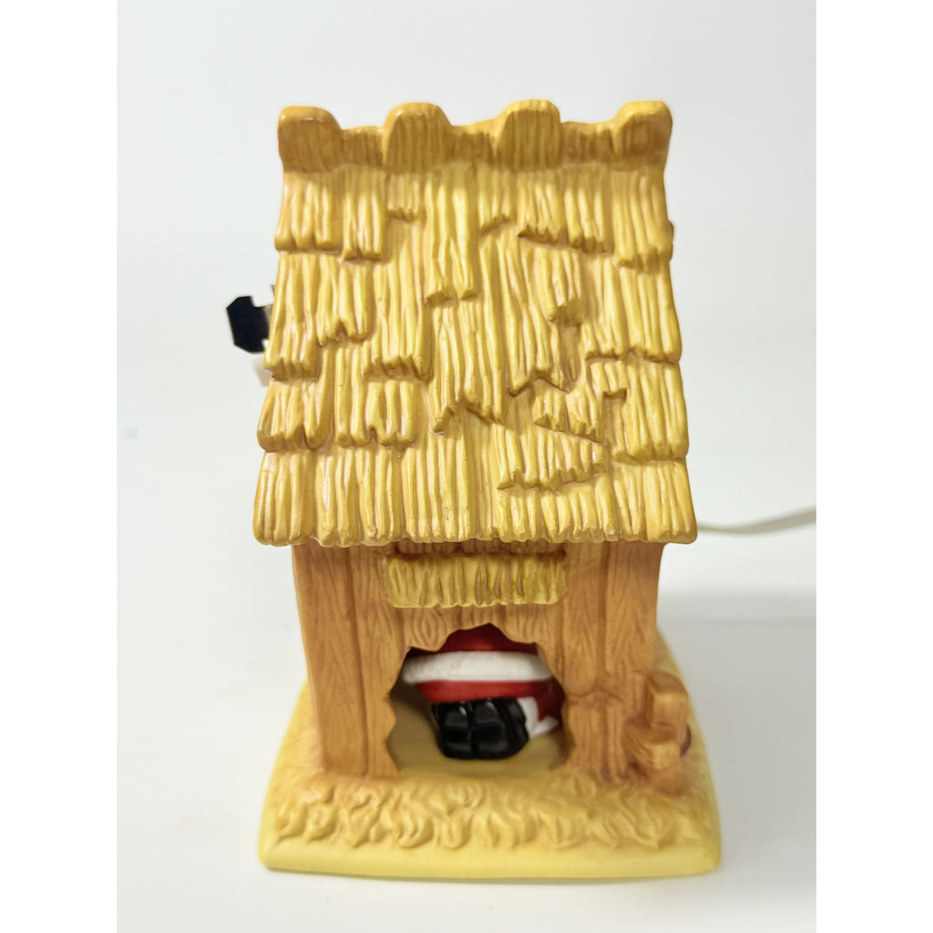 Christmas Nativity The Kneeling Santa Light Up Ceramic Manger ROMAN Inc Santa Kneeling in Prayer with Baby Jesus Holdiay Decor Night Light