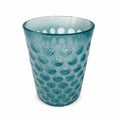 Tumbler Fenton coin dot Window Reverse Thumbprint Vintage Teal Turquiose Glassware Collectible
