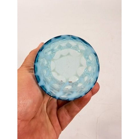 Tumbler Fenton coin dot Window Reverse Thumbprint Vintage Teal Turquiose Glassware Collectible