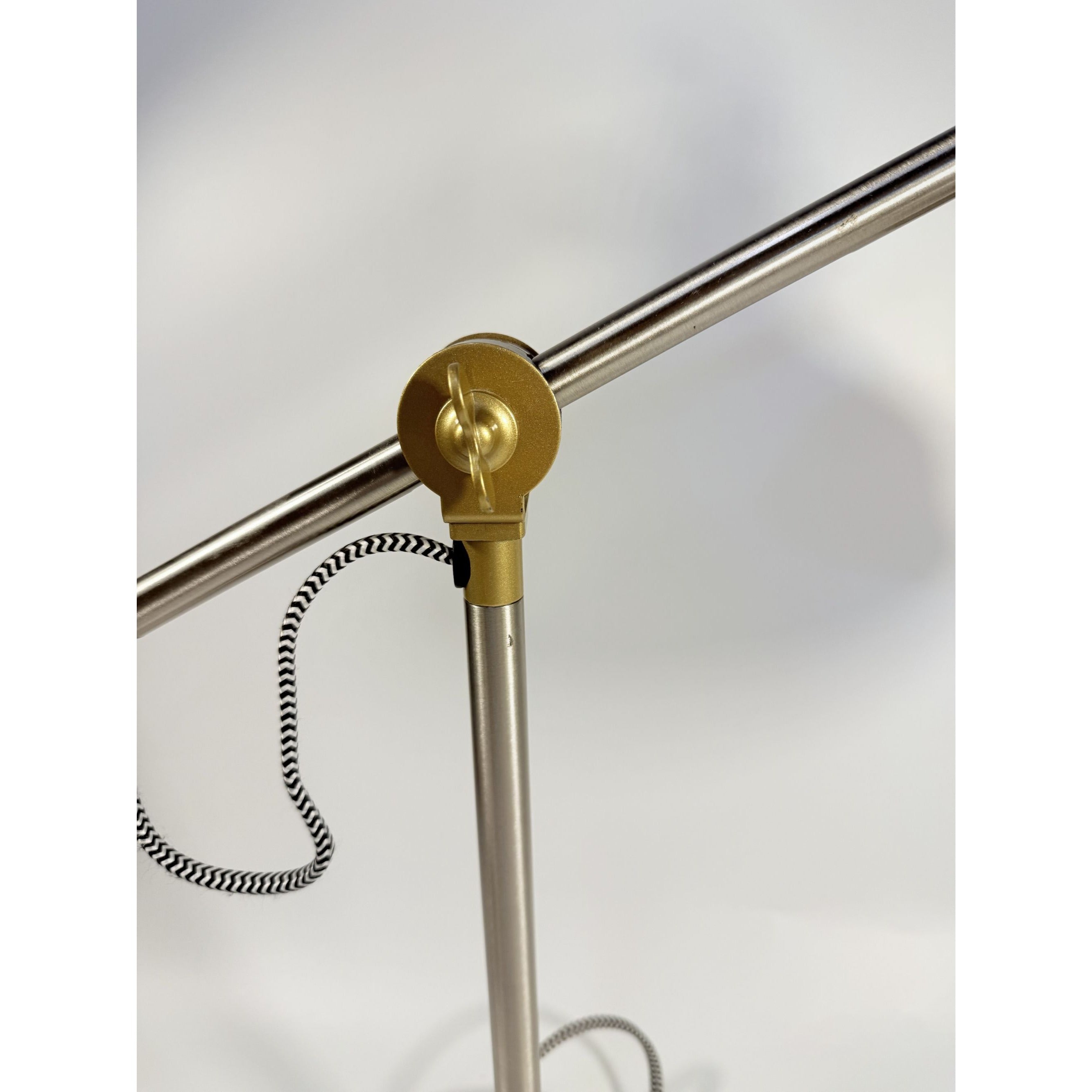 IKEA Ranarp Work Table Lamp Chrome with Gold Trim Adjustable Arm Discontinued Color Industrail Desk Accent Home Decor Decorative Accents