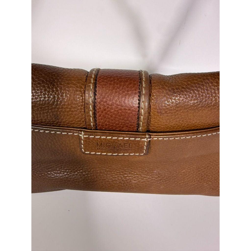 Baguette Purse Y2K MICHAEL KORS Vintage Satchel Handbag Camel Tan Leather Buckle Pockets Mulberry Style Bag Gold Hardware