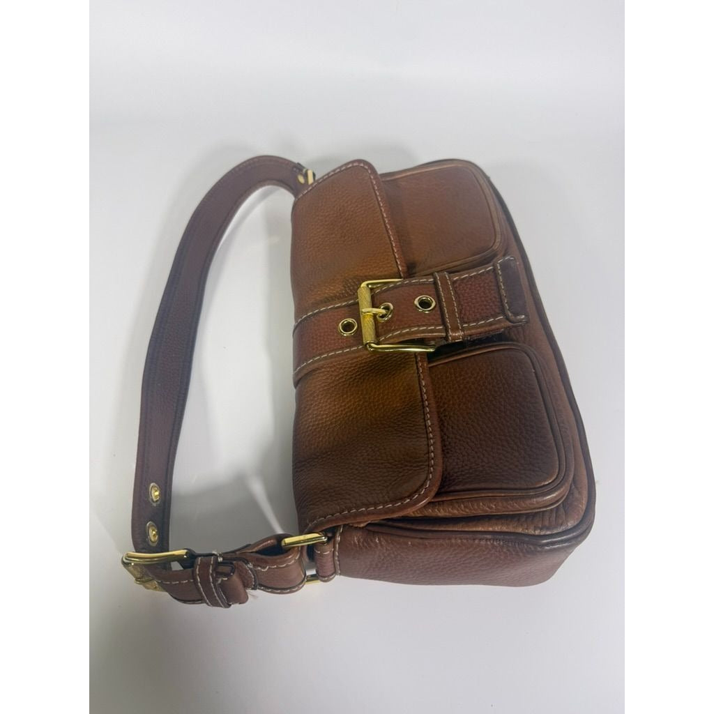 Baguette Purse Y2K MICHAEL KORS Vintage Satchel Handbag Camel Tan Leather Buckle Pockets Mulberry Style Bag Gold Hardware