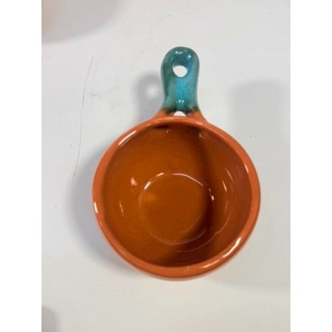 Chili Pot Soup Tureen Terra Cotta Pottery Hand Blue Glazed 6 handle Bowls Unique Southwestern Boho Coowkare Bakeware Vintage Serving Sets