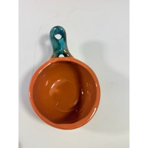 Chili Pot Soup Tureen Terra Cotta Pottery Hand Blue Glazed 6 handle Bowls Unique Southwestern Boho Coowkare Bakeware Vintage Serving Sets