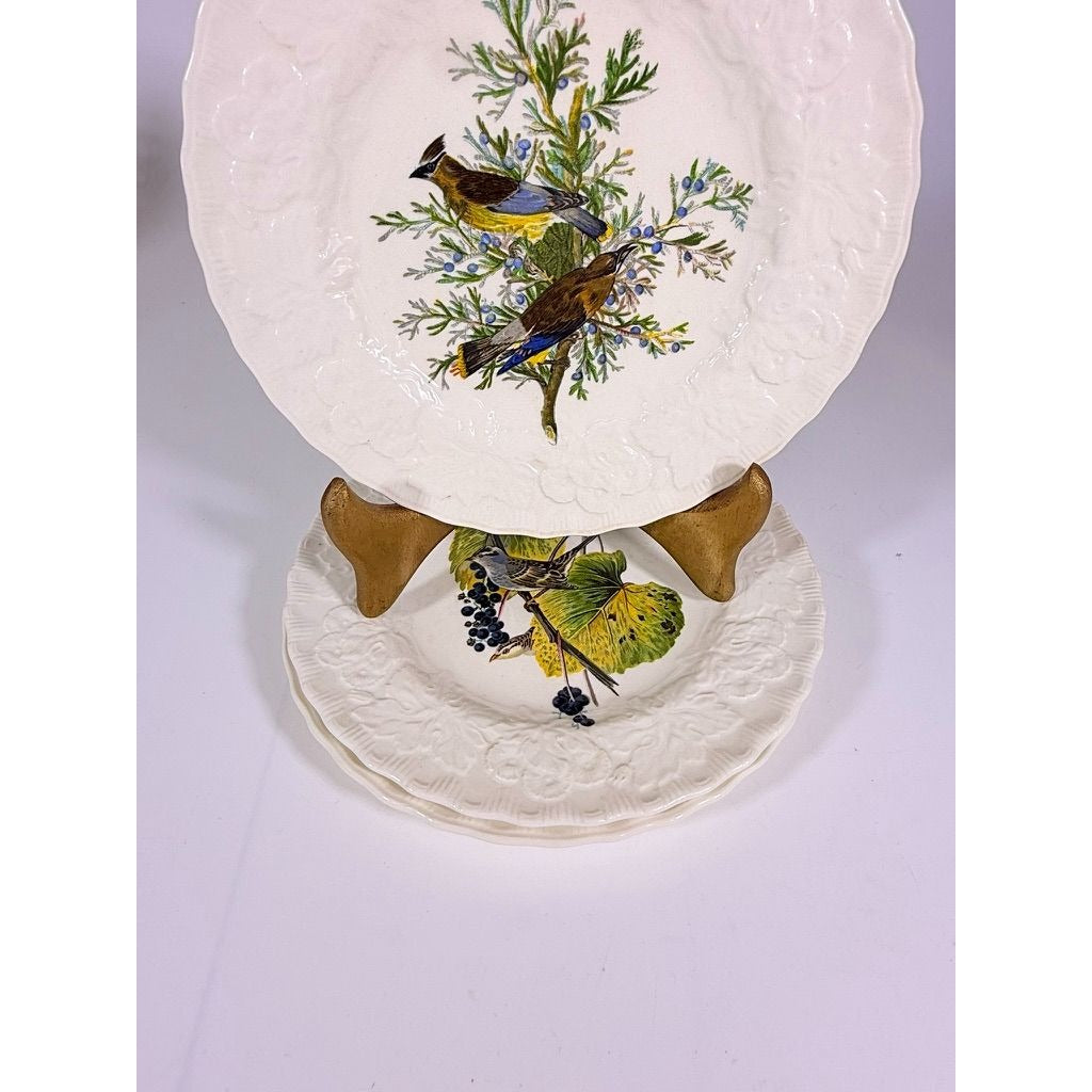 Luncheon Plates Audubon Birds Of America Alfred Meakin English  Set Of 3 Gallery Wall Plate Vintage Replacement China Cedar Sparrow Dove