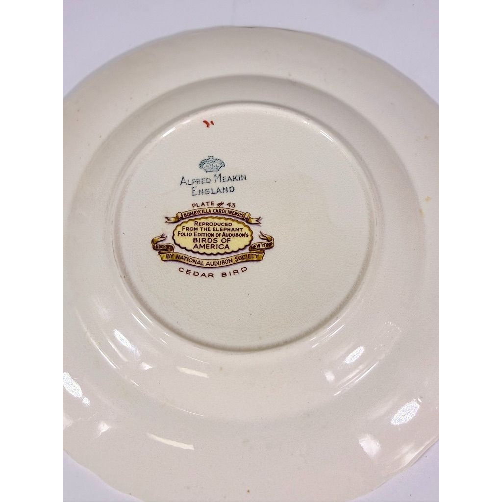 Luncheon Plates Audubon Birds Of America Alfred Meakin English  Set Of 3 Gallery Wall Plate Vintage Replacement China Cedar Sparrow Dove