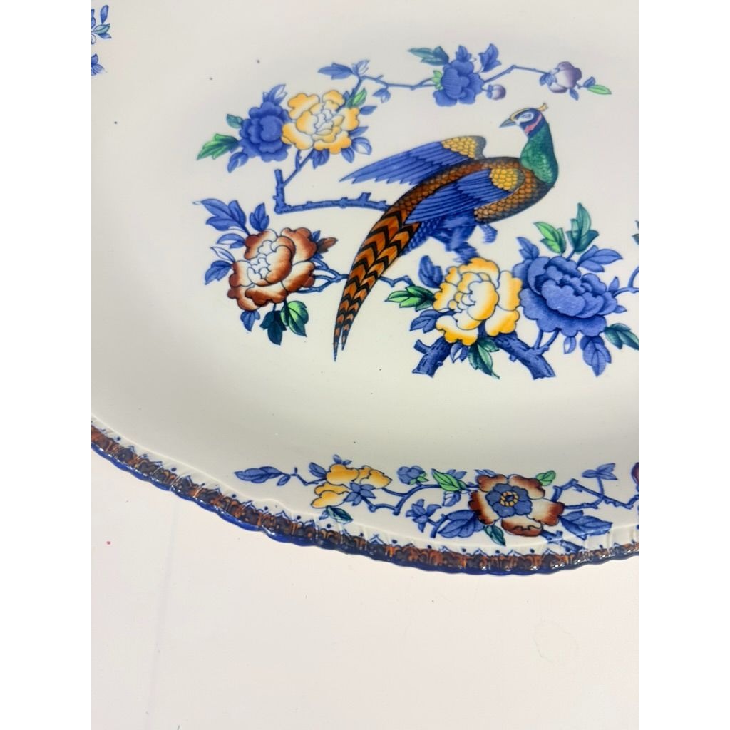 Transferware Serving Platter Oval Woods Ware Wood & Son England Pheasant 18.5" English Replacement China Antique Vintage Collectible