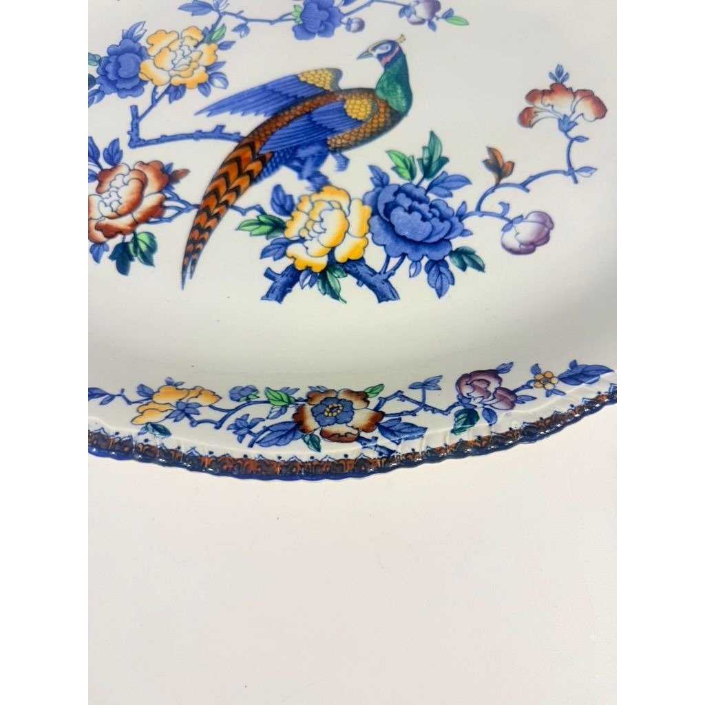 Transferware Serving Platter Oval Woods Ware Wood & Son England Pheasant 18.5" English Replacement China Antique Vintage Collectible