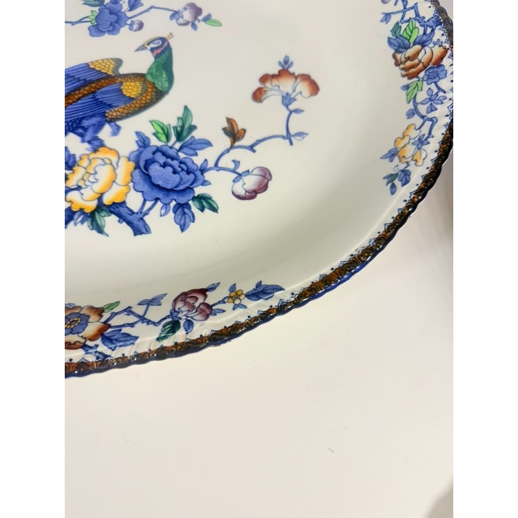 Transferware Serving Platter Oval Woods Ware Wood & Son England Pheasant 18.5" English Replacement China Antique Vintage Collectible