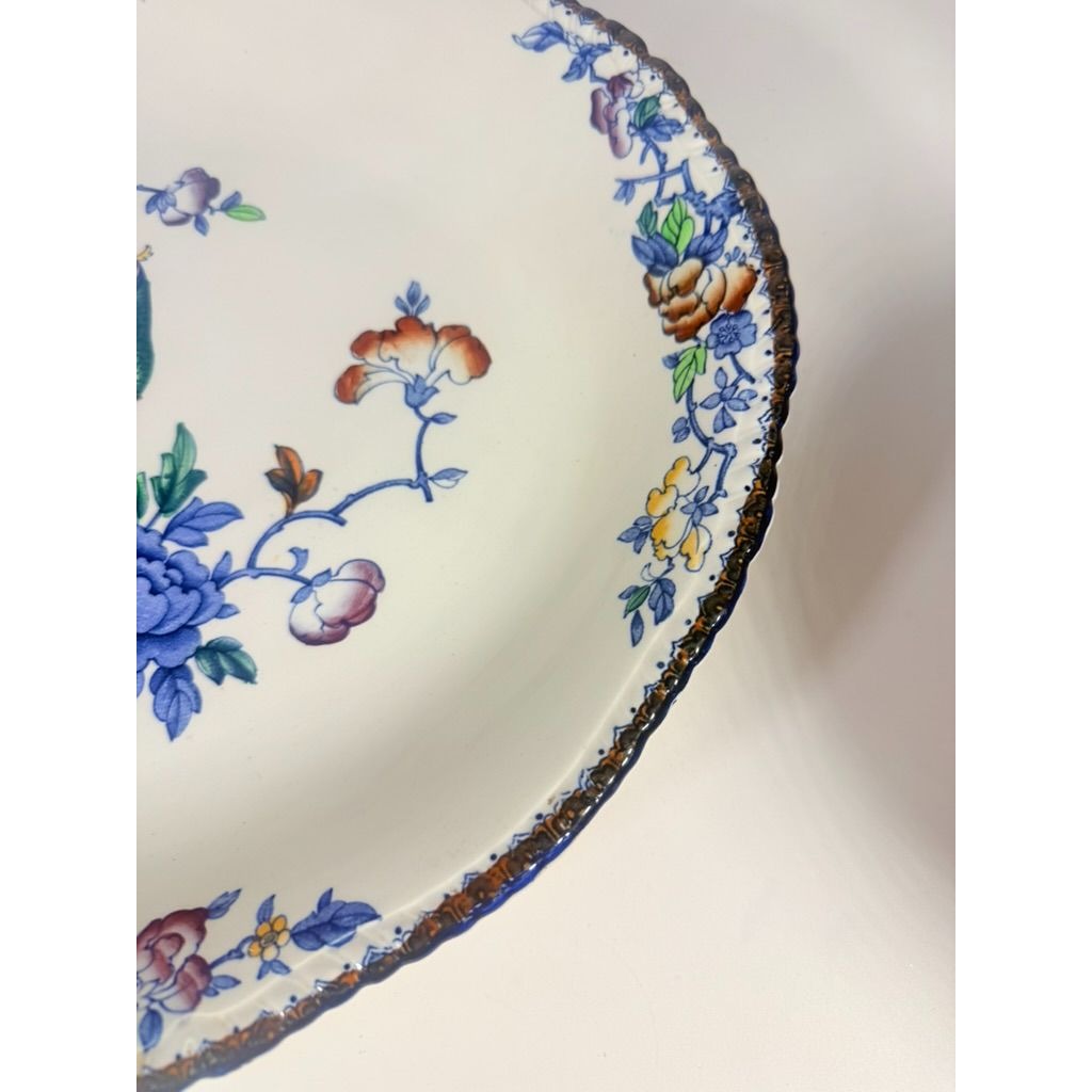 Transferware Serving Platter Oval Woods Ware Wood & Son England Pheasant 18.5" English Replacement China Antique Vintage Collectible