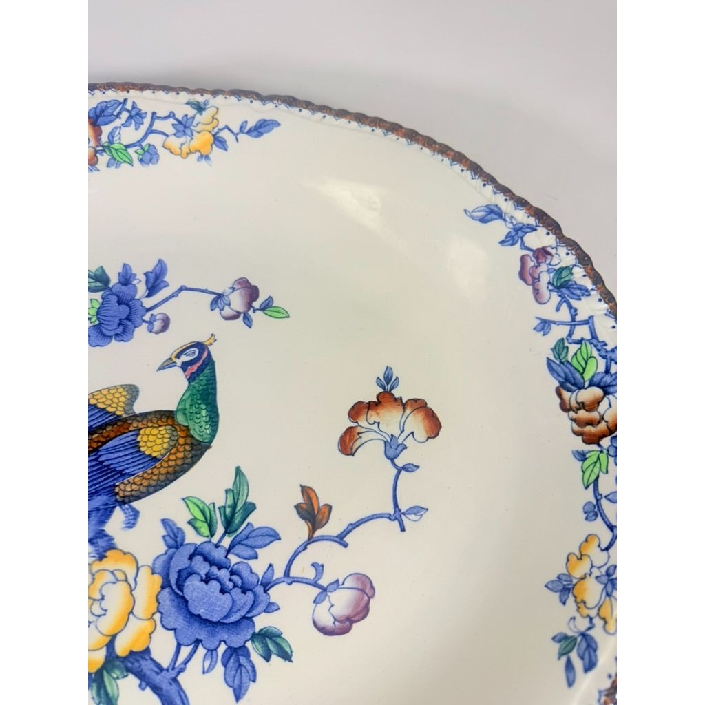 Transferware Serving Platter Oval Woods Ware Wood & Son England Pheasant 18.5" English Replacement China Antique Vintage Collectible