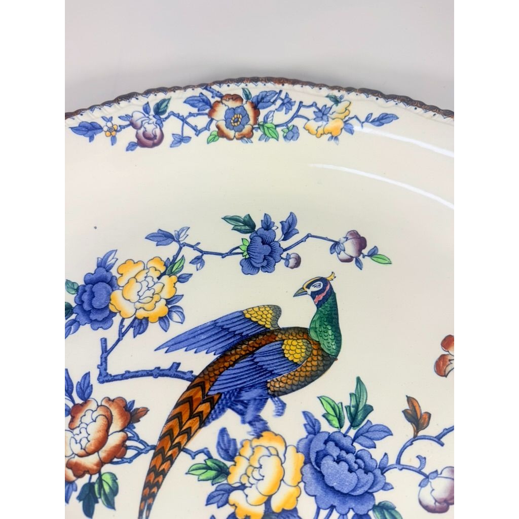 Transferware Serving Platter Oval Woods Ware Wood & Son England Pheasant 18.5" English Replacement China Antique Vintage Collectible
