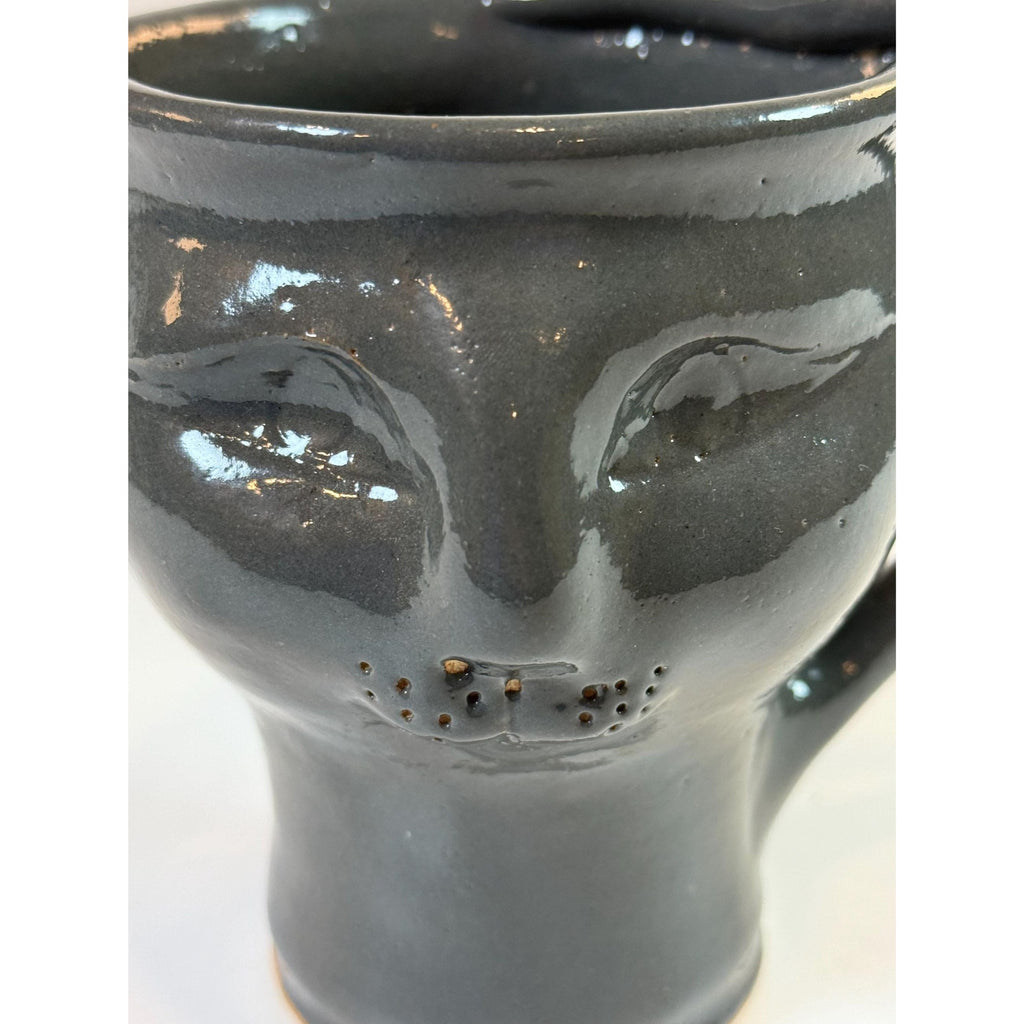 Pottery Cat Creamer Pitcher Mug Handled Kitten Studio Potter Unique Kitchenware Decorative Accents