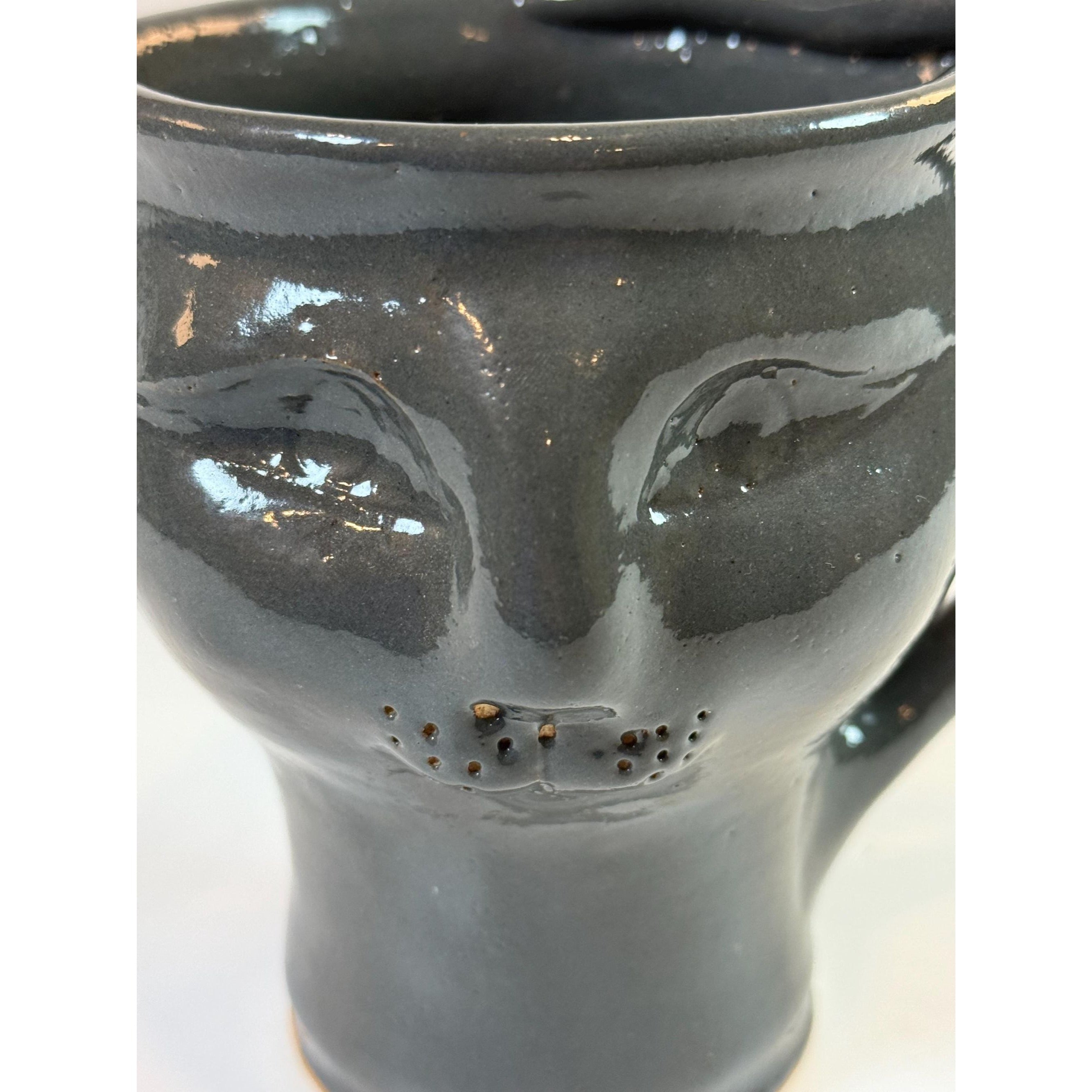 Pottery Cat Creamer Pitcher Mug Handled Kitten Studio Potter Unique Kitchenware Decorative Accents