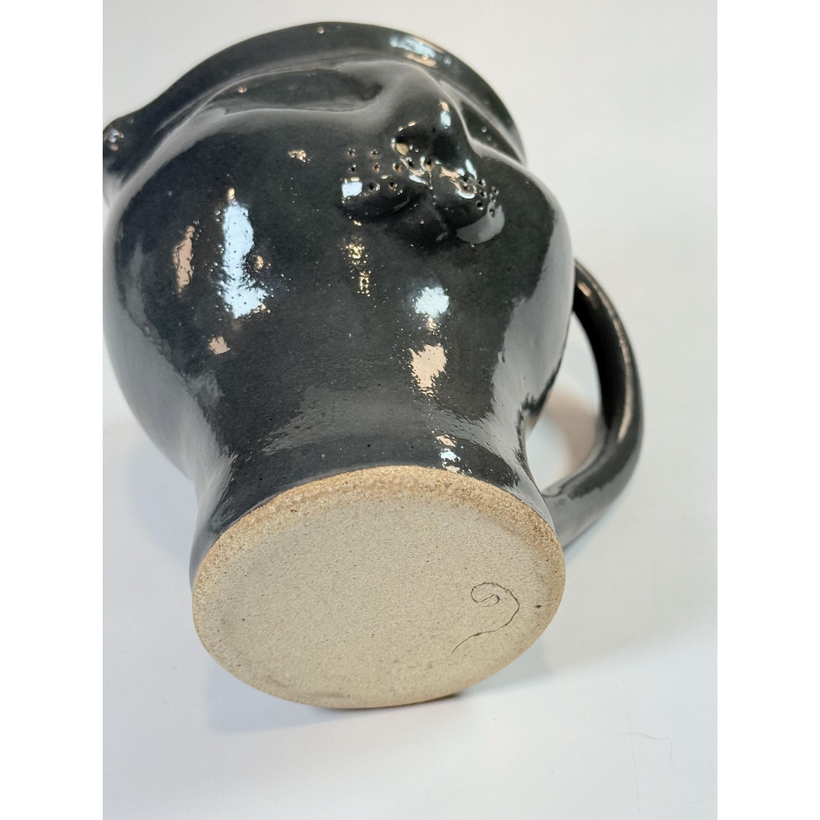 Pottery Cat Creamer Pitcher Mug Handled Kitten Studio Potter Unique Kitchenware Decorative Accents