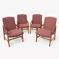 Dining Chairs Set 4 Mid Century Rapids of Boston Tweed Fabric Walnut Home Furnishings Boho Retro Comforatble Large