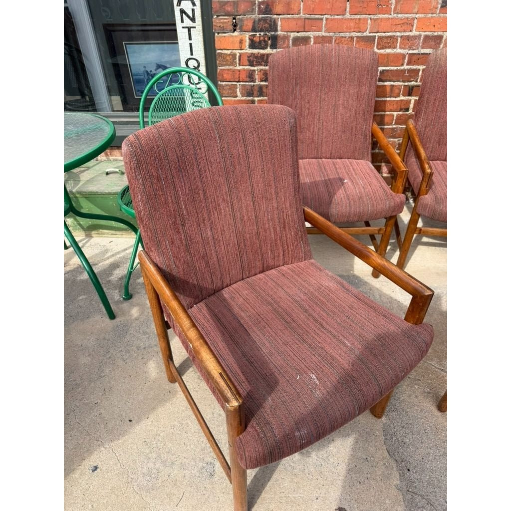Dining Chairs Set 4 Mid Century Rapids of Boston Tweed Fabric Walnut Home Furnishings Boho Retro Comforatble Large