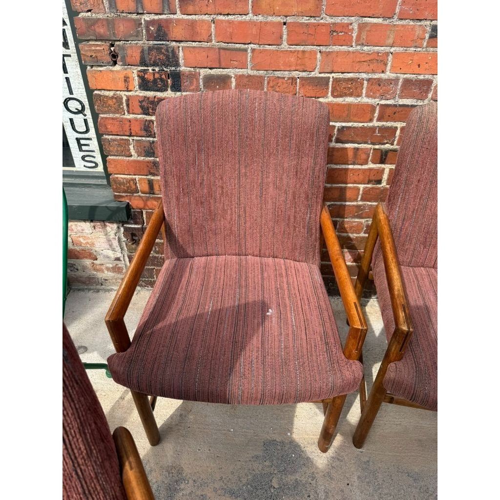 Dining Chairs Set 4 Mid Century Rapids of Boston Tweed Fabric Walnut Home Furnishings Boho Retro Comforatble Large