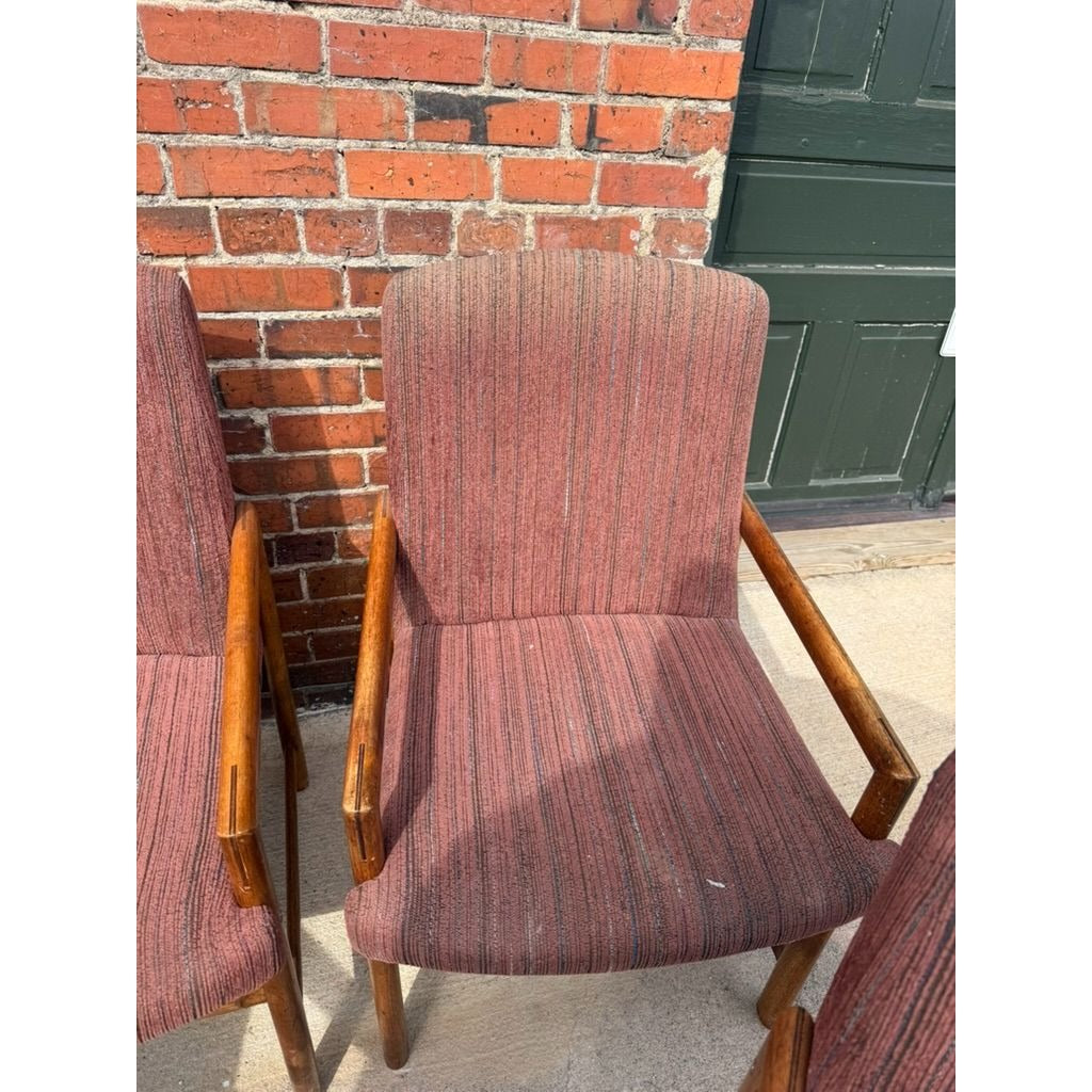 Dining Chairs Set 4 Mid Century Rapids of Boston Tweed Fabric Walnut Home Furnishings Boho Retro Comforatble Large