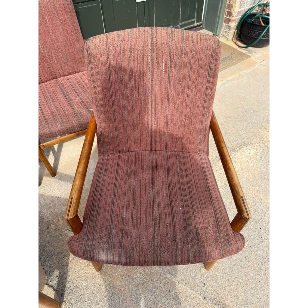Dining Chairs Set 4 Mid Century Rapids of Boston Tweed Fabric Walnut Home Furnishings Boho Retro Comforatble Large