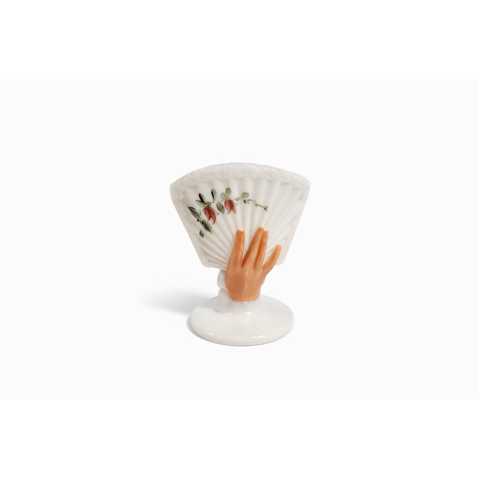 Milk Glass Vase Toothpick Holder Antique EAPG Dithridge Hand Painted Fan Hand Hand 'Fan Hand' Flowers Vintage Victorian Shelf Home Decor