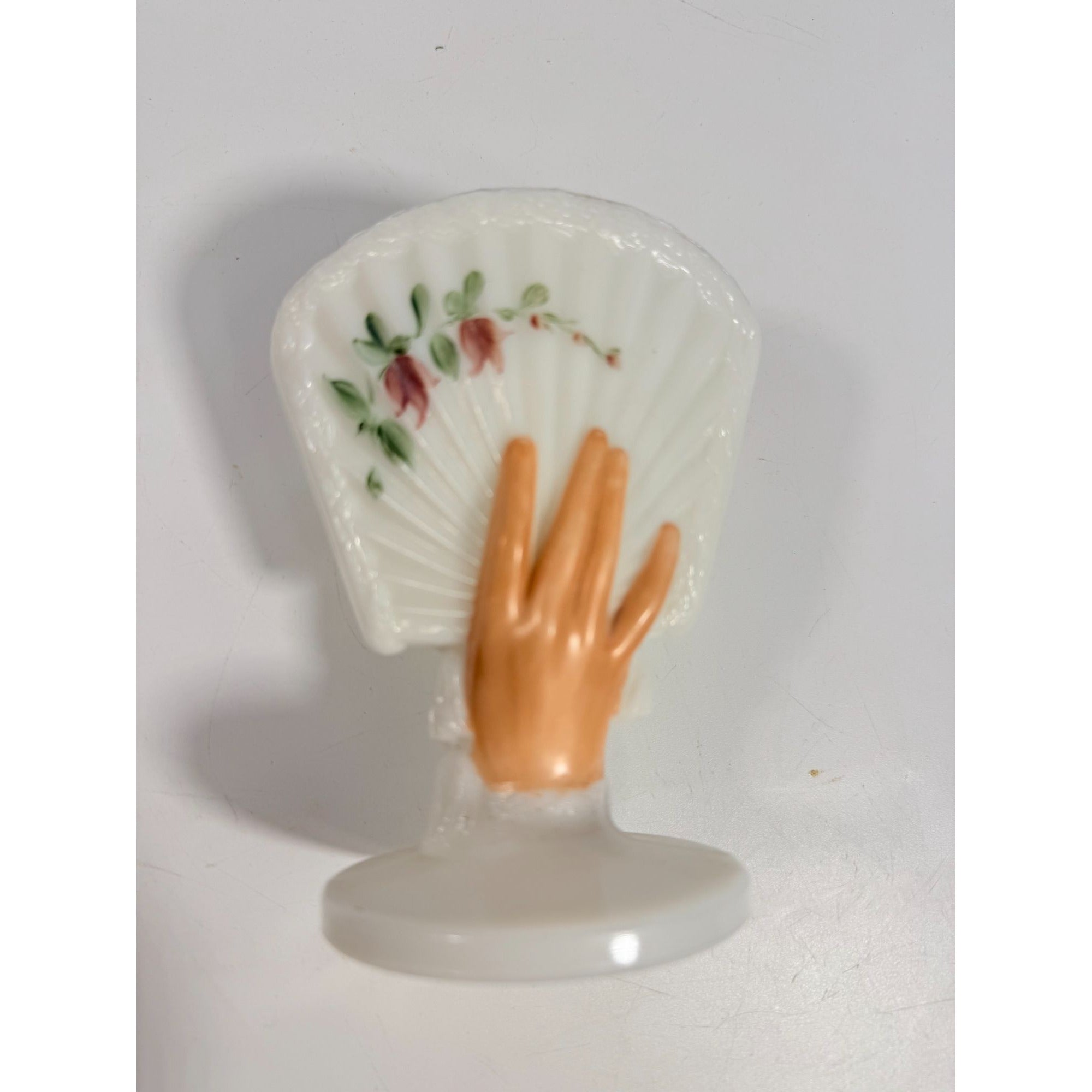 Milk Glass Vase Toothpick Holder Antique EAPG Dithridge Hand Painted Fan Hand Hand 'Fan Hand' Flowers Vintage Victorian Shelf Home Decor