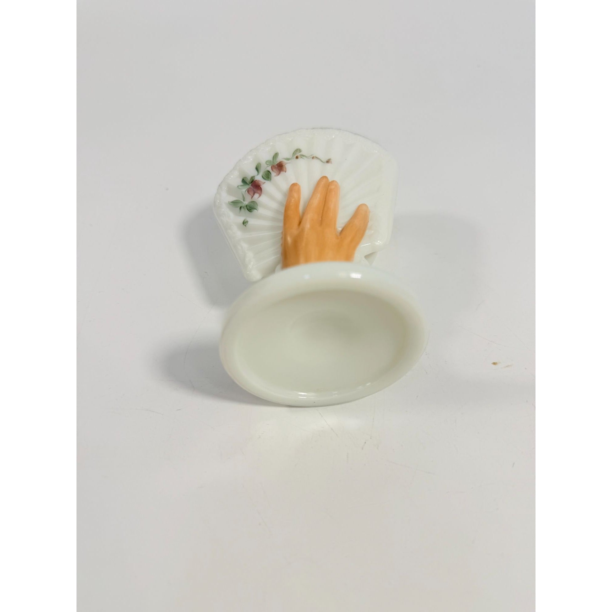 Milk Glass Vase Toothpick Holder Antique EAPG Dithridge Hand Painted Fan Hand Hand 'Fan Hand' Flowers Vintage Victorian Shelf Home Decor