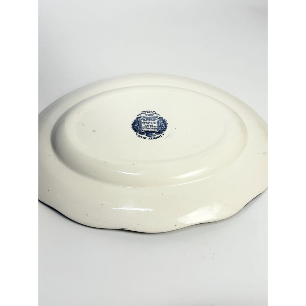 Intonstone Oval Serving Platter Staffordshire Liberty Blue 14" Oval Patriotic Washington Durham Boat Crossing Deleware Replacement China