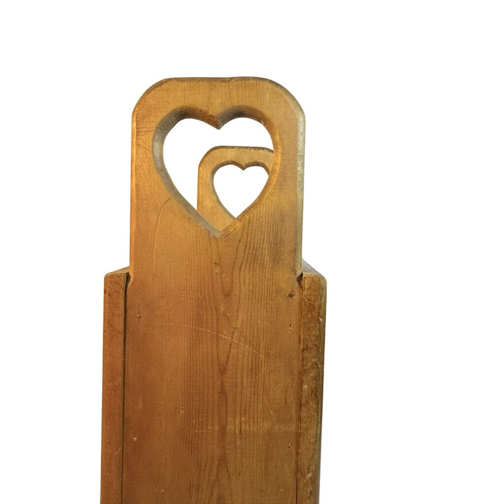 Wooden Magazine Stand Rack Heart Cut Out Umbrella Toilet Paper Storage Floor Box Organization Vintage Cottage Granny Core Country Farmhouse