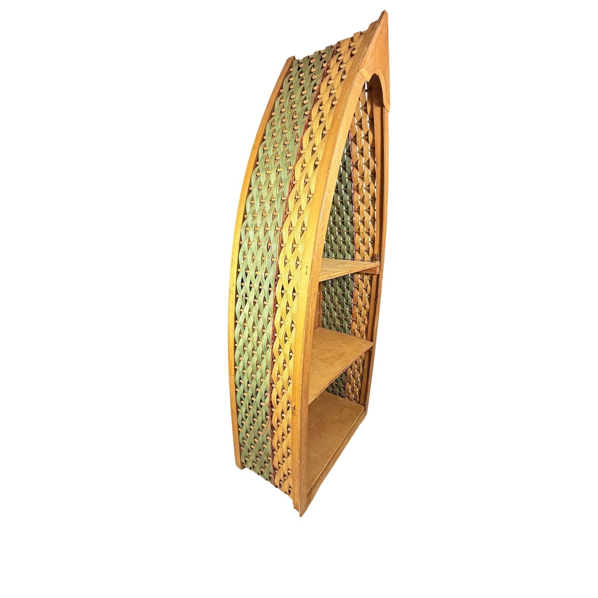 Wooden Wall Hanging Shelf Canoe Vintage Book Figurine Table Top Rustic Cabin Lake Home Decor Woven Sides Decorative Accents Nautical