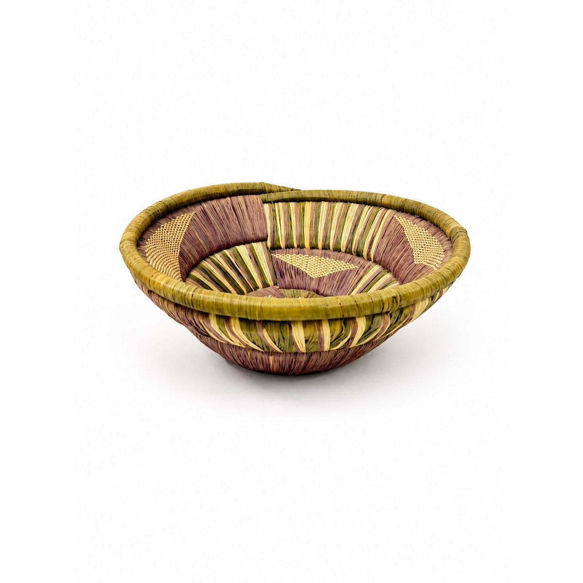 Basket Pima Coiled Woven Gathering Star Design Green Purple Vintage Hand Woven Native Wall Decor Centerpiece Coffee TableBoho Hand Made Home