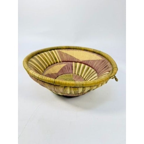 Basket Pima Coiled Woven Gathering Star Design Green Purple Vintage Hand Woven Native Wall Decor Centerpiece Coffee TableBoho Hand Made Home