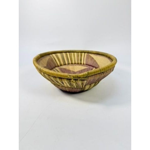 Basket Pima Coiled Woven Gathering Star Design Green Purple Vintage Hand Woven Native Wall Decor Centerpiece Coffee TableBoho Hand Made Home