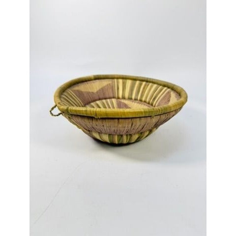 Basket Pima Coiled Woven Gathering Star Design Green Purple Vintage Hand Woven Native Wall Decor Centerpiece Coffee TableBoho Hand Made Home