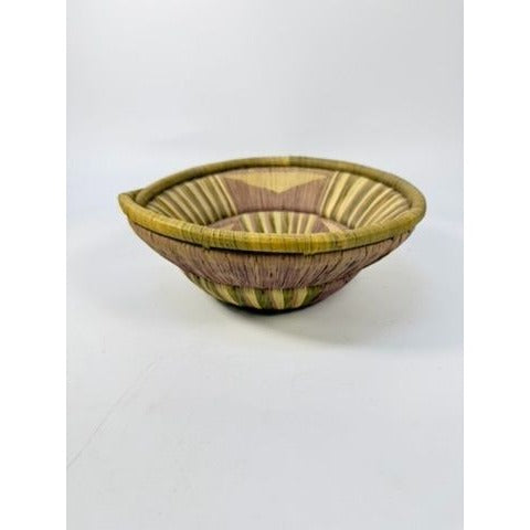 Basket Pima Coiled Woven Gathering Star Design Green Purple Vintage Hand Woven Native Wall Decor Centerpiece Coffee TableBoho Hand Made Home