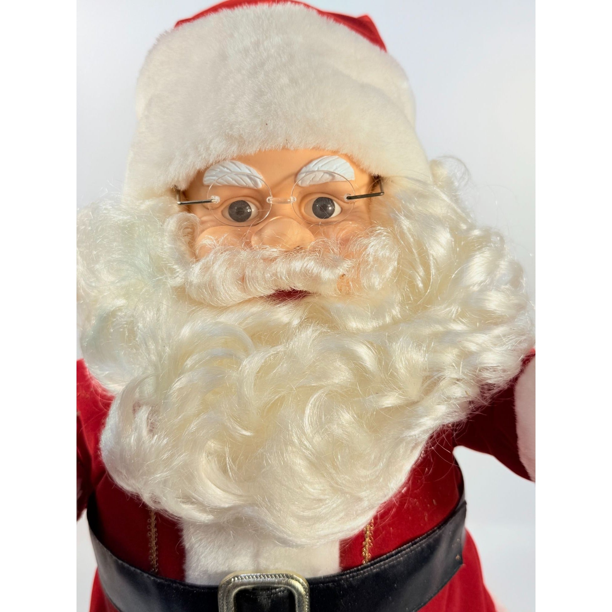 Animated Santa Claus | Teclo Motionette Glitter Tree Red Velvet Suit Electric Plug-In Holiday Decoration Vintage Christmas Decor Nostaligia