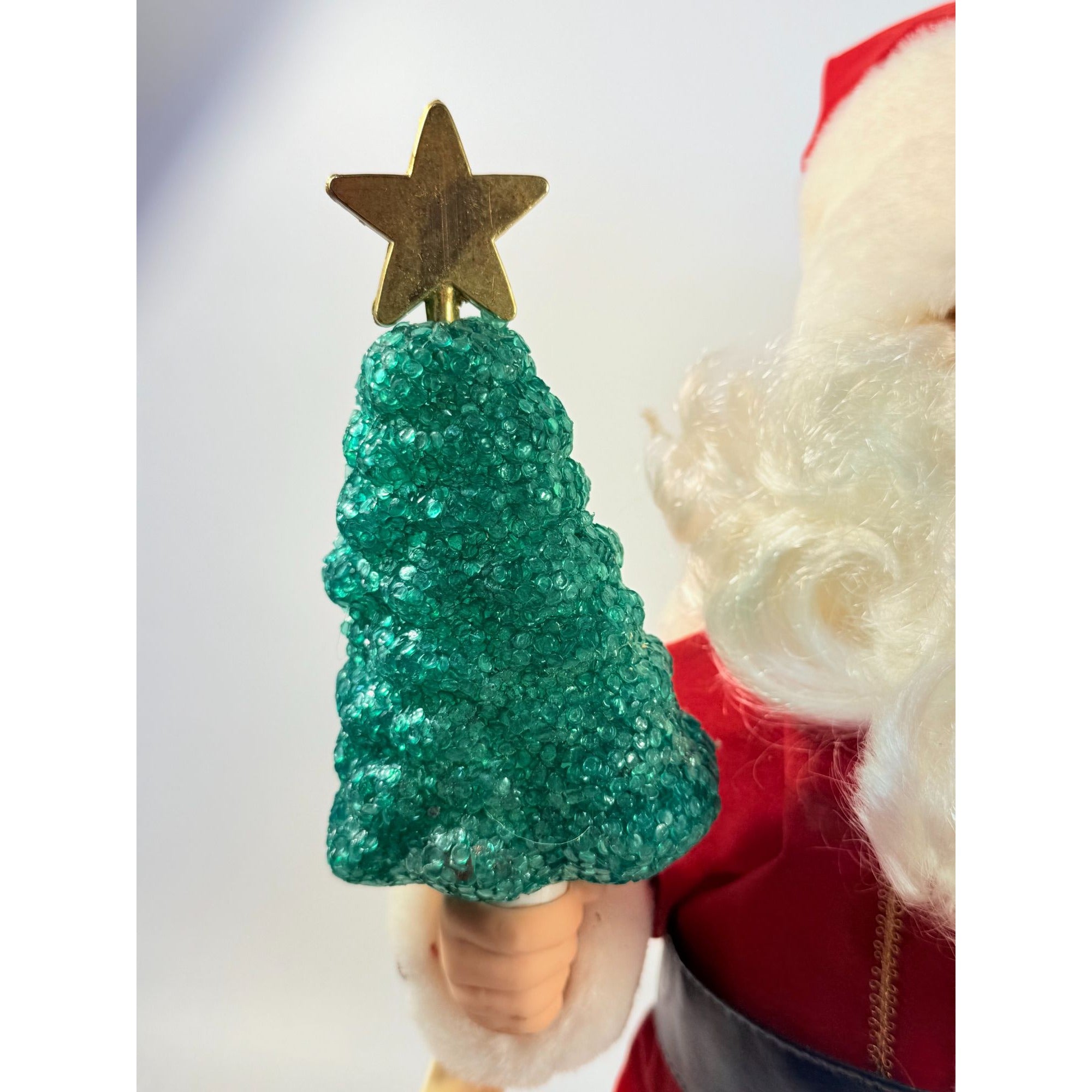 Animated Santa Claus | Teclo Motionette Glitter Tree Red Velvet Suit Electric Plug-In Holiday Decoration Vintage Christmas Decor Nostaligia