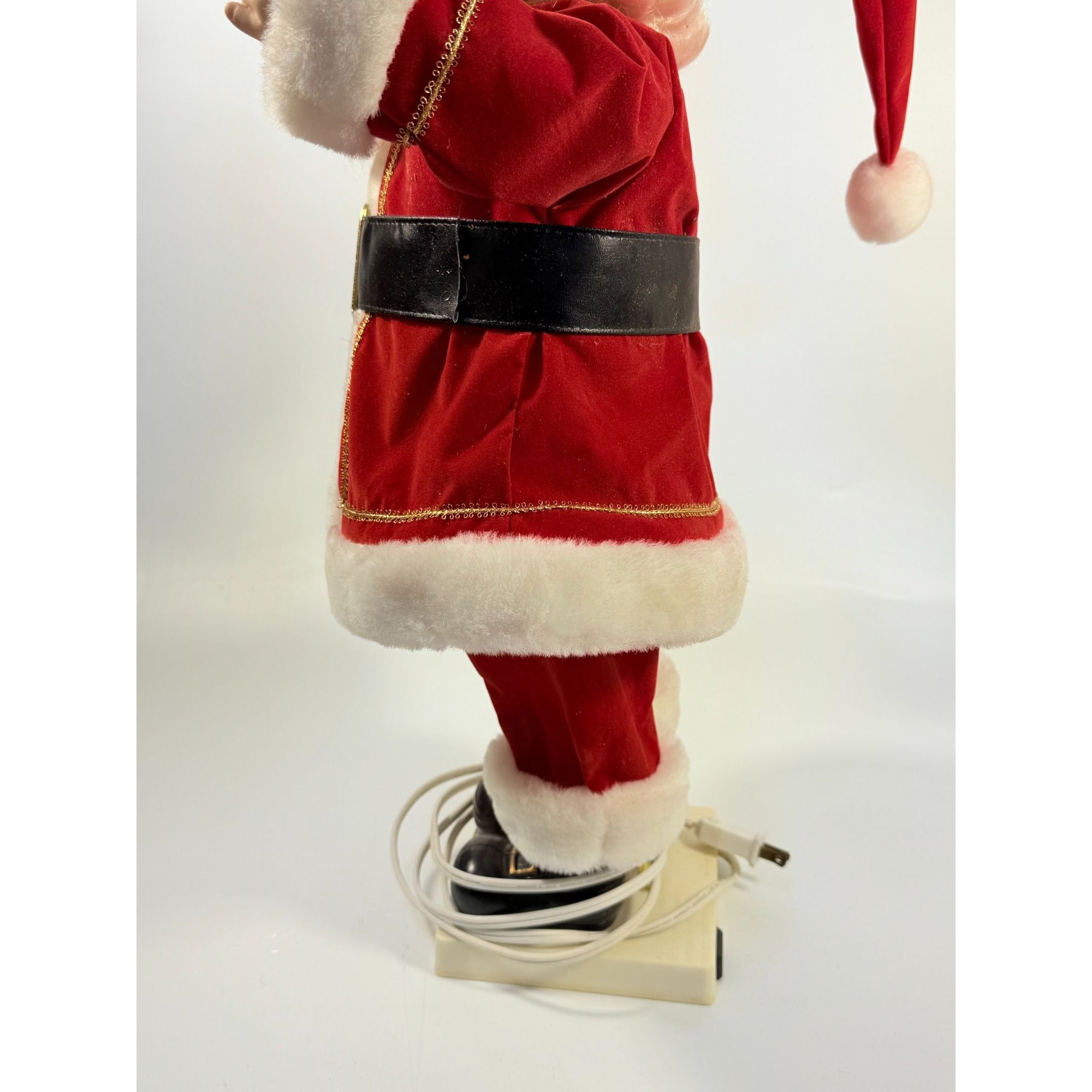 Animated Santa Claus | Teclo Motionette Glitter Tree Red Velvet Suit Electric Plug-In Holiday Decoration Vintage Christmas Decor Nostaligia