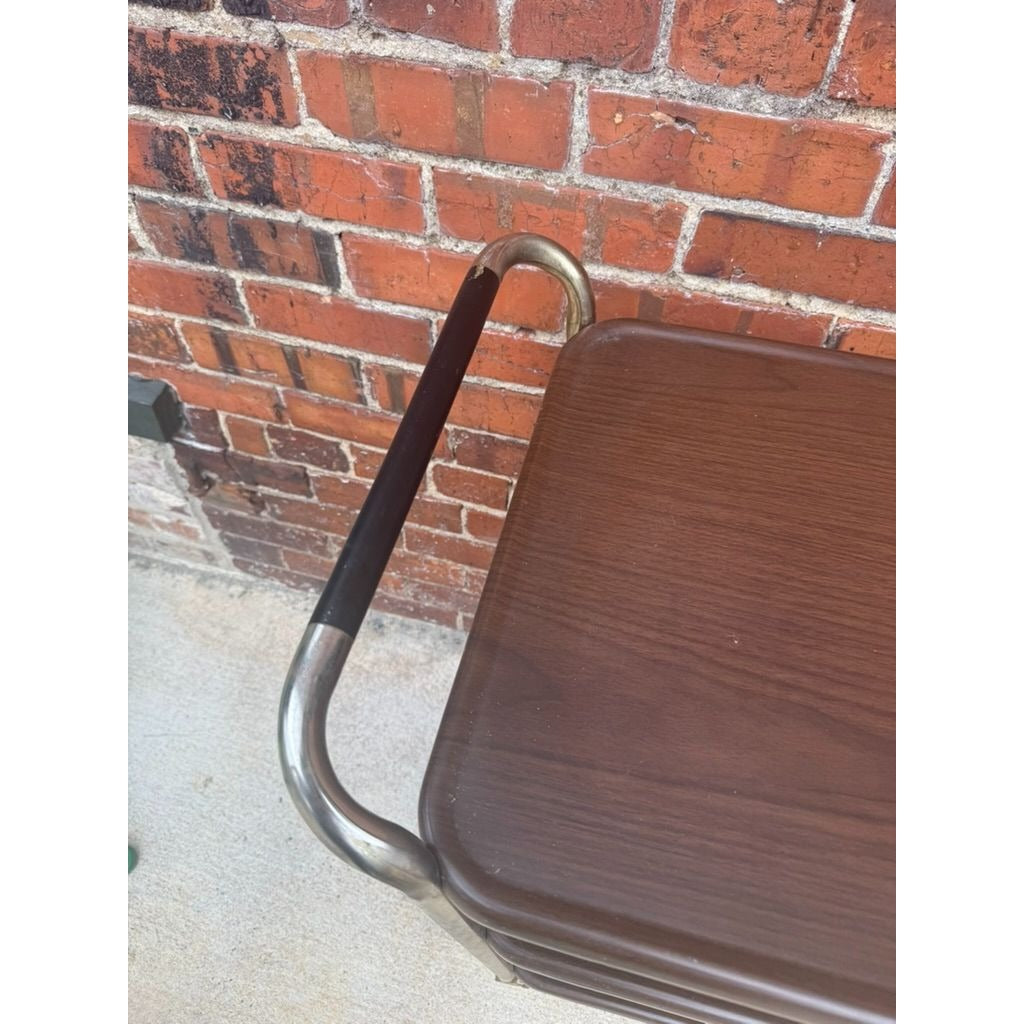 Rolling Bar Cart Cosco Stylaire 3-Tier Metal Gold Bar Serving Cart Gold Faux Wood Finish Brown Mid Century Home Decor Decorative Accents