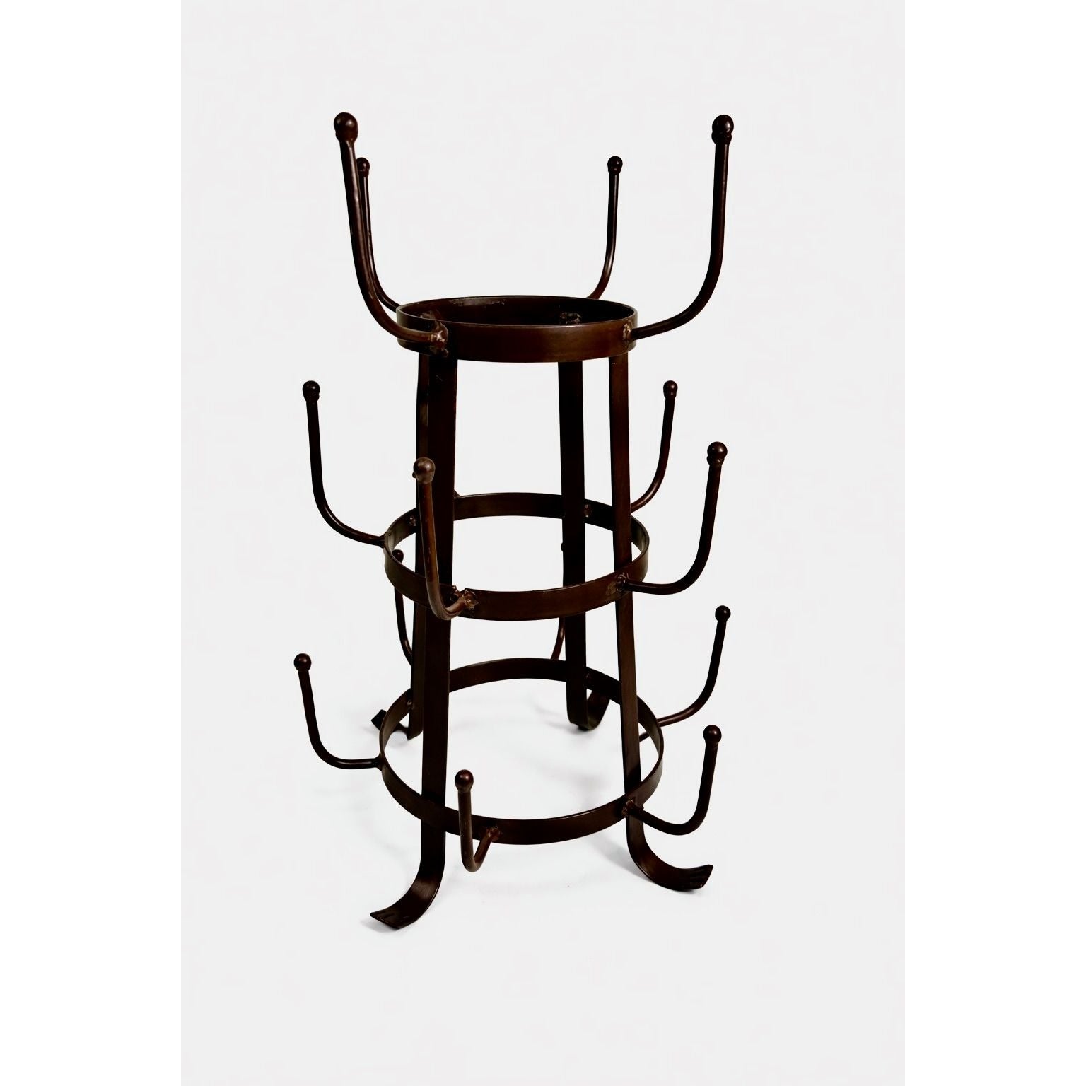 Metal Bottle Drying Dryer Rack French Style 15 Arms Brown Coffee Mug Holder Vintage Forged Kitchen Home Decor Decorative Accents