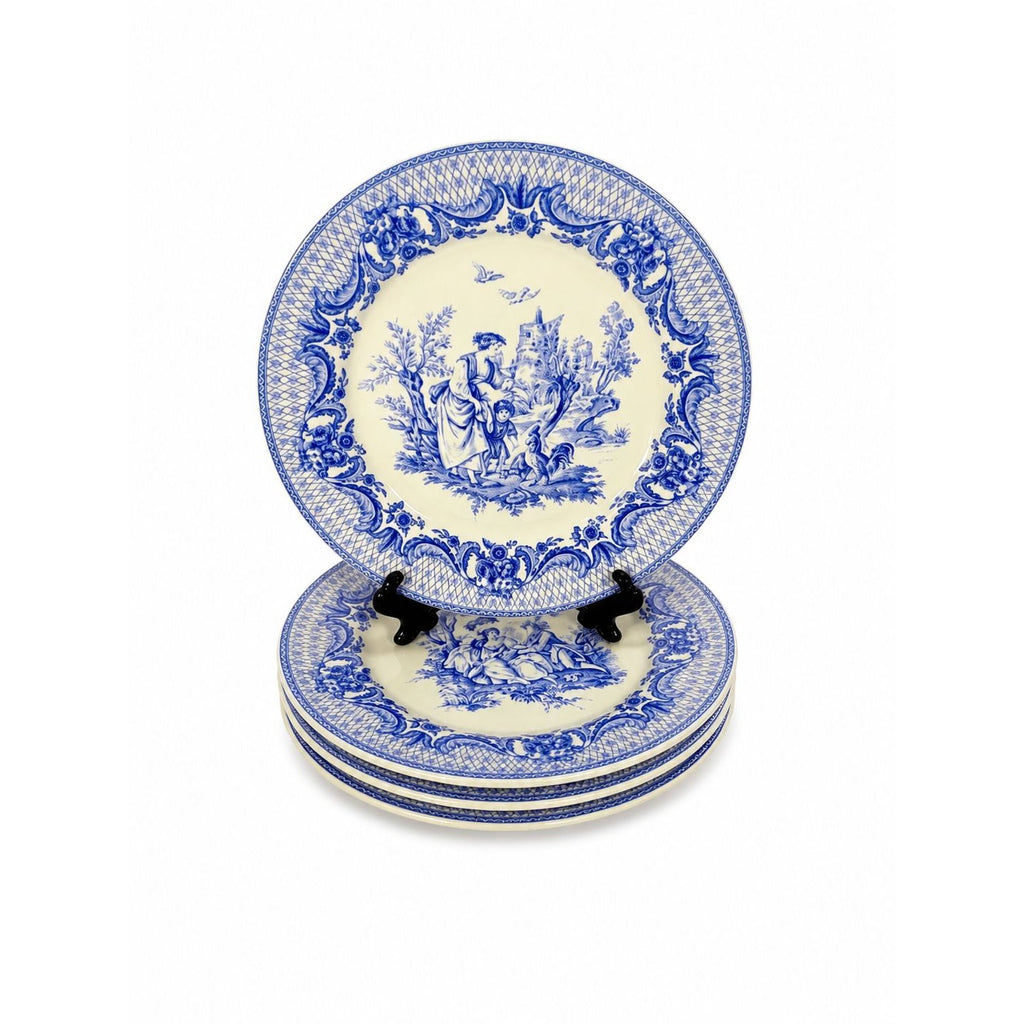 Salad Dessert Plates Set 4 Toile Blue and White Godinger CoDe Jouy  Sunday Afternoon Replacement China Gallery Wall Traditional