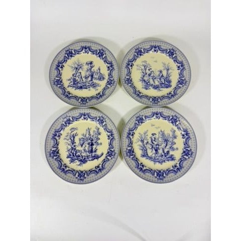 Salad Dessert Plates Set 4 Toile Blue and White Godinger CoDe Jouy  Sunday Afternoon Replacement China Gallery Wall Traditional
