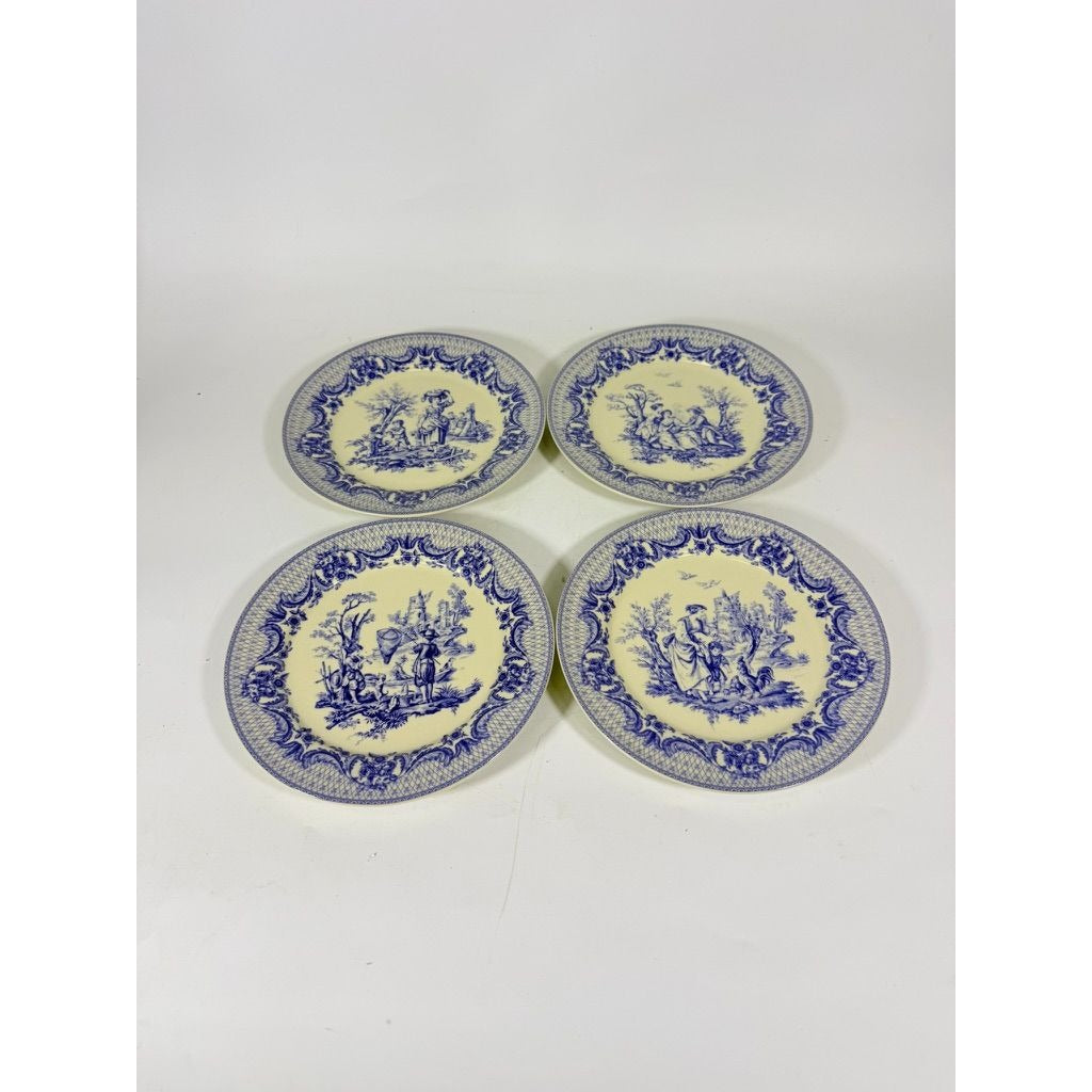 Salad Dessert Plates Set 4 Toile Blue and White Godinger CoDe Jouy  Sunday Afternoon Replacement China Gallery Wall Traditional