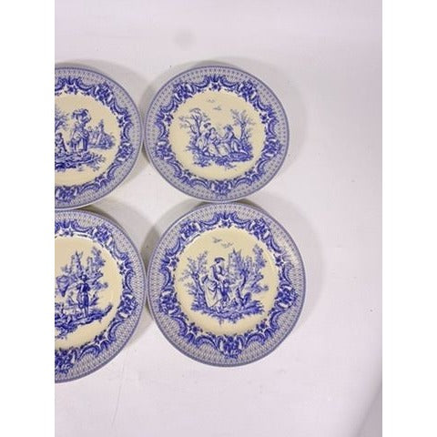 Salad Dessert Plates Set 4 Toile Blue and White Godinger CoDe Jouy  Sunday Afternoon Replacement China Gallery Wall Traditional