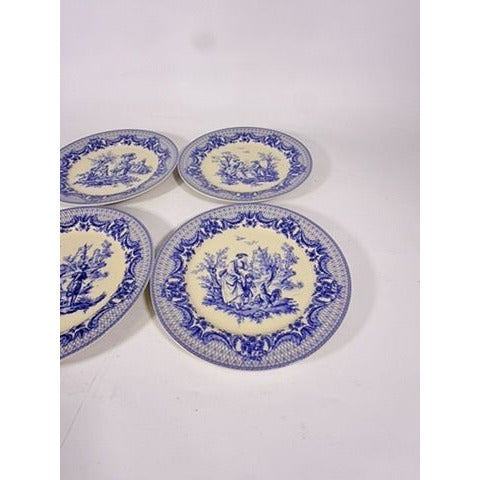 Salad Dessert Plates Set 4 Toile Blue and White Godinger CoDe Jouy  Sunday Afternoon Replacement China Gallery Wall Traditional