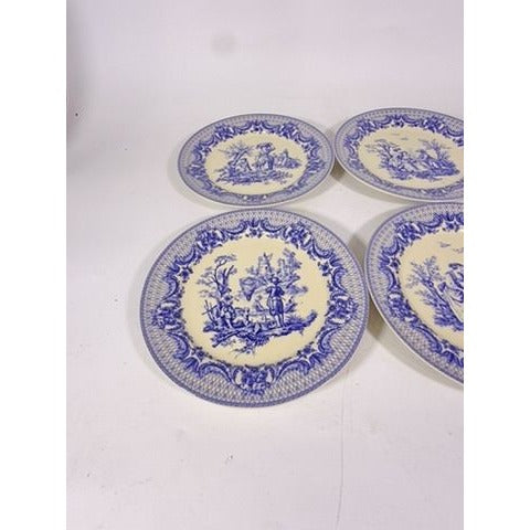 Salad Dessert Plates Set 4 Toile Blue and White Godinger CoDe Jouy  Sunday Afternoon Replacement China Gallery Wall Traditional