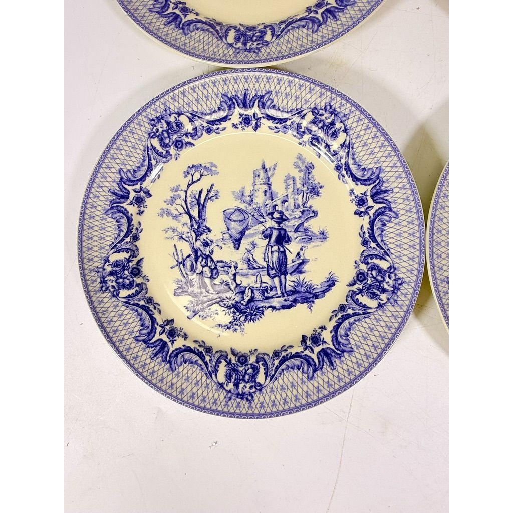 Salad Dessert Plates Set 4 Toile Blue and White Godinger CoDe Jouy  Sunday Afternoon Replacement China Gallery Wall Traditional