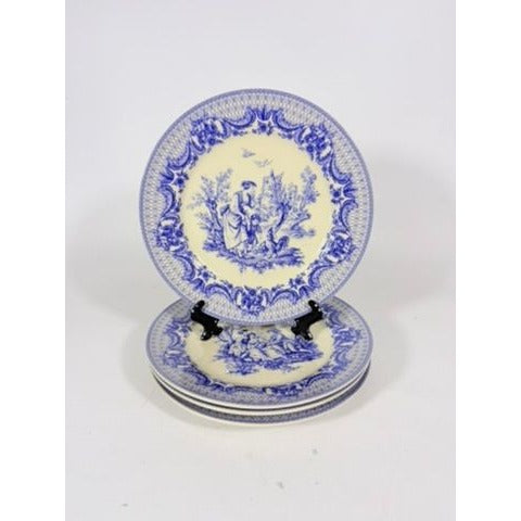 Salad Dessert Plates Set 4 Toile Blue and White Godinger CoDe Jouy  Sunday Afternoon Replacement China Gallery Wall Traditional
