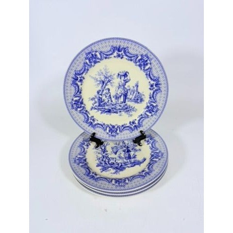 Salad Dessert Plates Set 4 Toile Blue and White Godinger CoDe Jouy  Sunday Afternoon Replacement China Gallery Wall Traditional