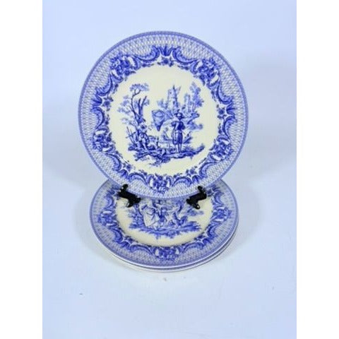 Salad Dessert Plates Set 4 Toile Blue and White Godinger CoDe Jouy  Sunday Afternoon Replacement China Gallery Wall Traditional